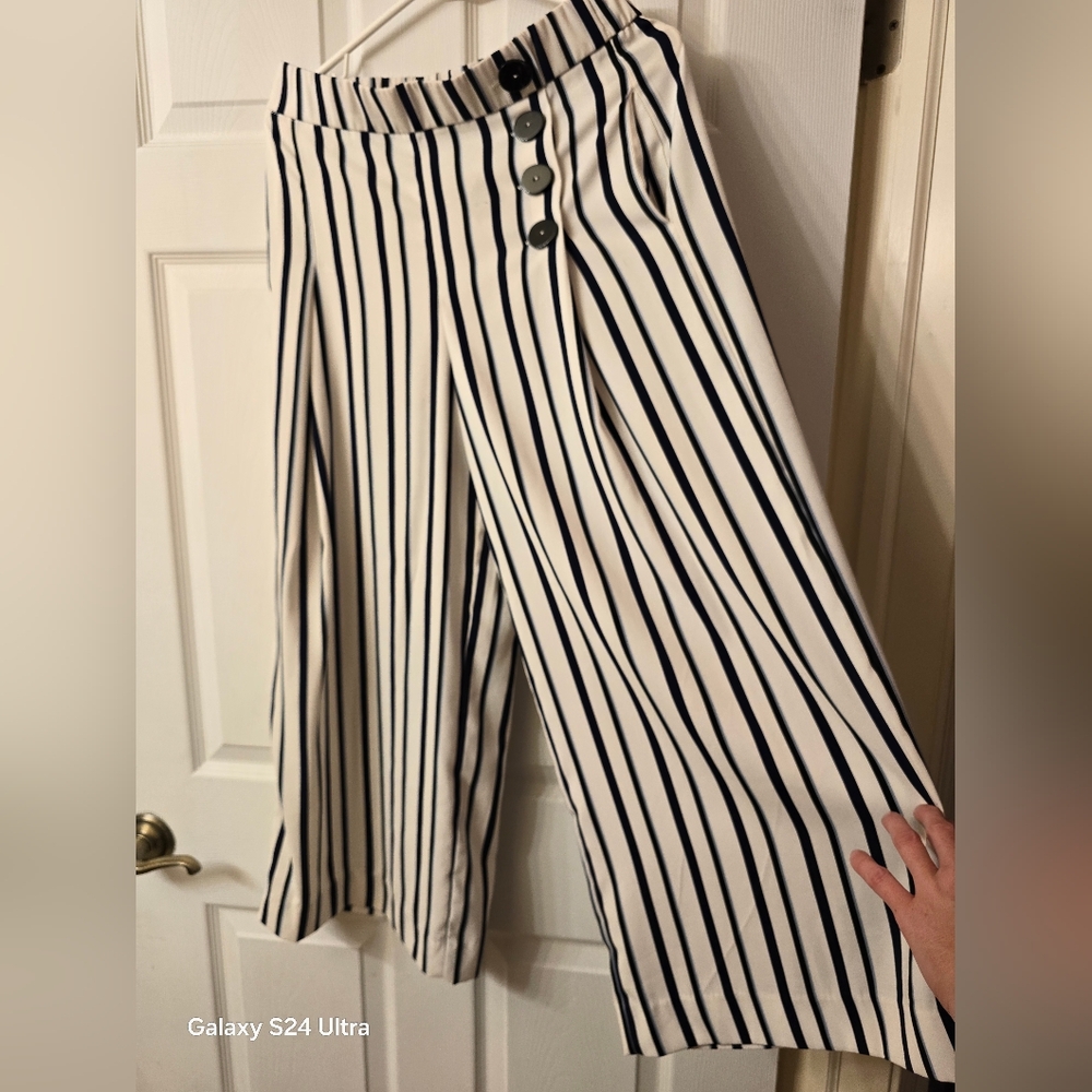 ZARA Striped Wide-Leg Women's Pants
